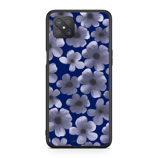 Θήκη Oppo Reno4 Z 5G / A92s Pale Blue Flowers on Navy από τη Smartfits με σχέδιο στο πίσω μέρος και μαύρο περίβλημα | Oppo Reno4 Z 5G / A92s Pale Blue Flowers on Navy case with colorful back and black bezels