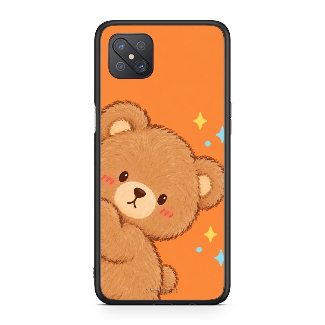 Θήκη Oppo Reno4 Z 5G / A92s Peekaboo Teddy on Orange από τη Smartfits με σχέδιο στο πίσω μέρος και μαύρο περίβλημα | Oppo Reno4 Z 5G / A92s Peekaboo Teddy on Orange case with colorful back and black bezels