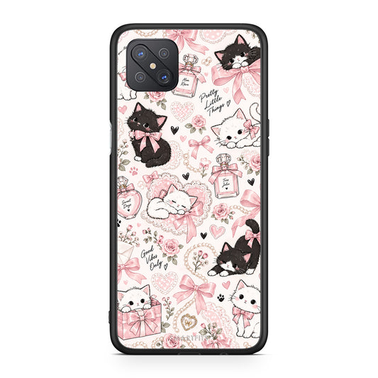 Θήκη Oppo Reno4 Z 5G / A92s Pink Bows and Kittens Collage από τη Smartfits με σχέδιο στο πίσω μέρος και μαύρο περίβλημα | Oppo Reno4 Z 5G / A92s Pink Bows and Kittens Collage case with colorful back and black bezels