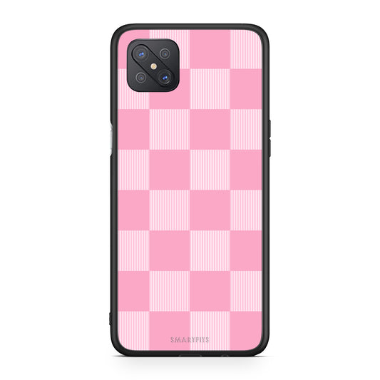 Θήκη Oppo Reno4 Z 5G / A92s Pink and White Striped Checks από τη Smartfits με σχέδιο στο πίσω μέρος και μαύρο περίβλημα | Oppo Reno4 Z 5G / A92s Pink and White Striped Checks case with colorful back and black bezels