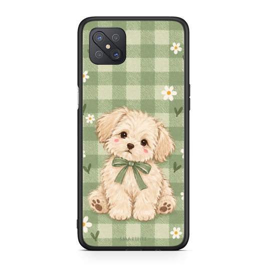 Θήκη Oppo Reno4 Z 5G / A92s Puppy and Daisies on Sage Gingham από τη Smartfits με σχέδιο στο πίσω μέρος και μαύρο περίβλημα | Oppo Reno4 Z 5G / A92s Puppy and Daisies on Sage Gingham case with colorful back and black bezels