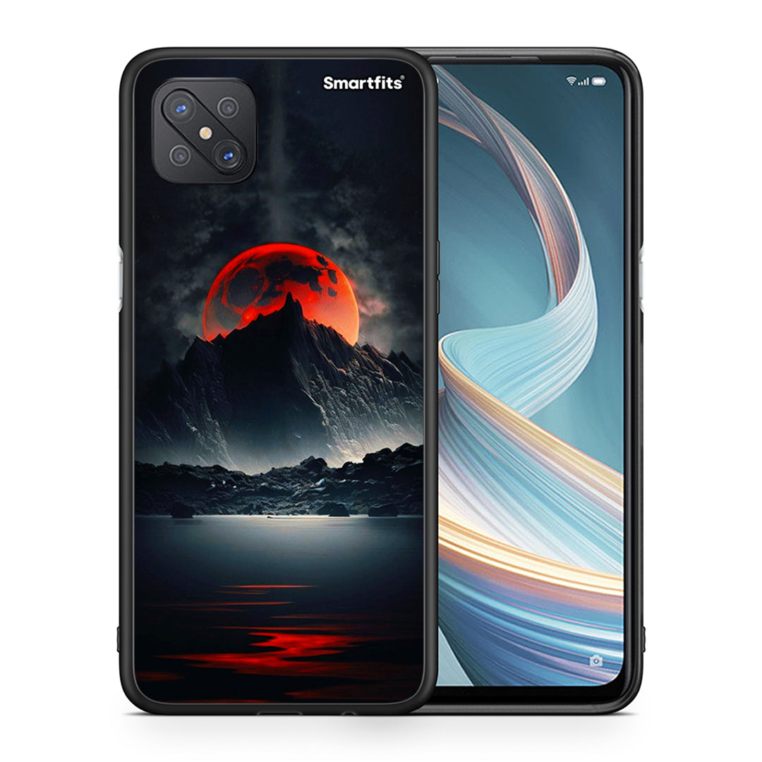 Θήκη Oppo Reno4 Z 5G Red Full Moon από τη Smartfits με σχέδιο στο πίσω μέρος και μαύρο περίβλημα | Oppo Reno4 Z 5G Red Full Moon case with colorful back and black bezels