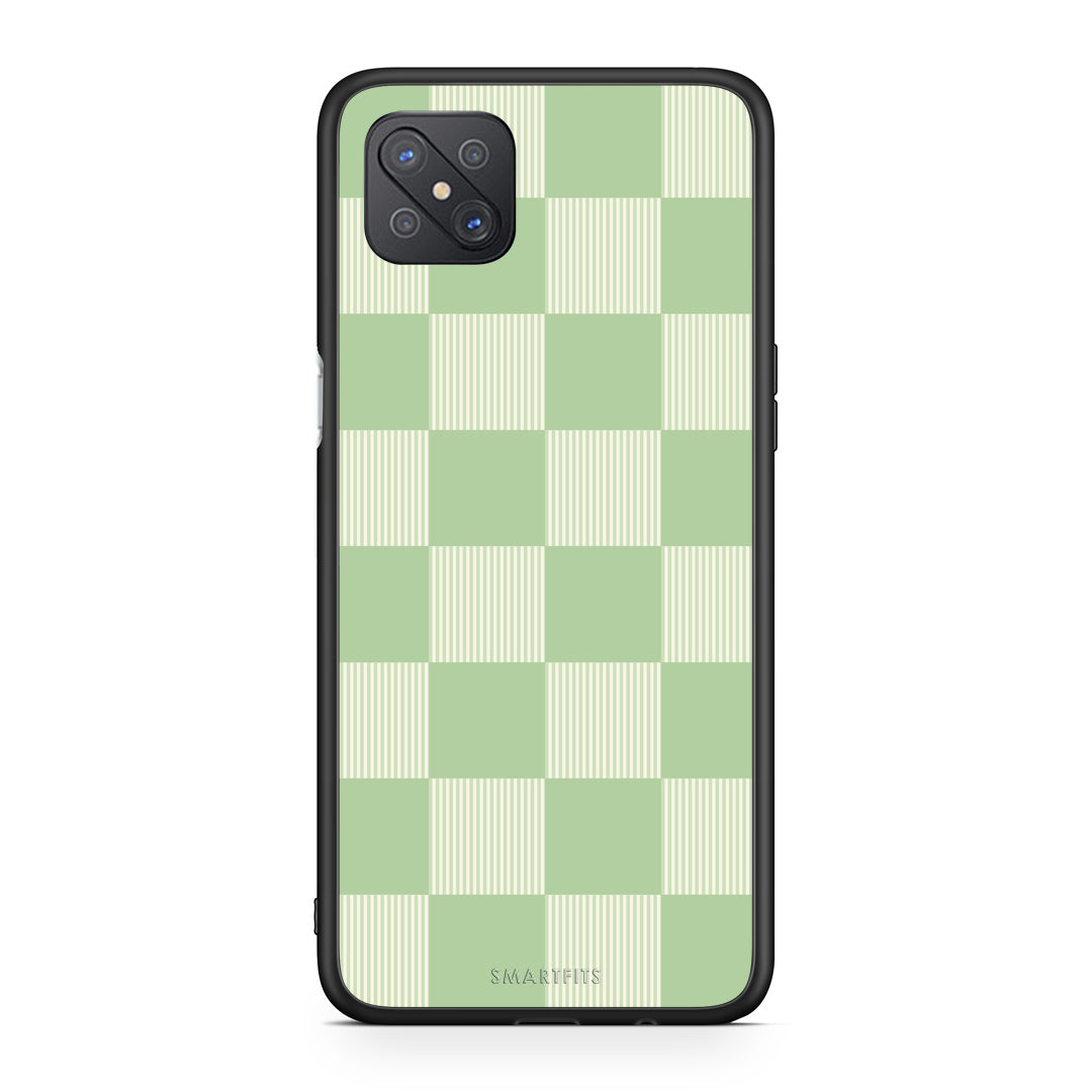Θήκη Oppo Reno4 Z 5G / A92s Sage and Cream Striped Checks από τη Smartfits με σχέδιο στο πίσω μέρος και μαύρο περίβλημα | Oppo Reno4 Z 5G / A92s Sage and Cream Striped Checks case with colorful back and black bezels