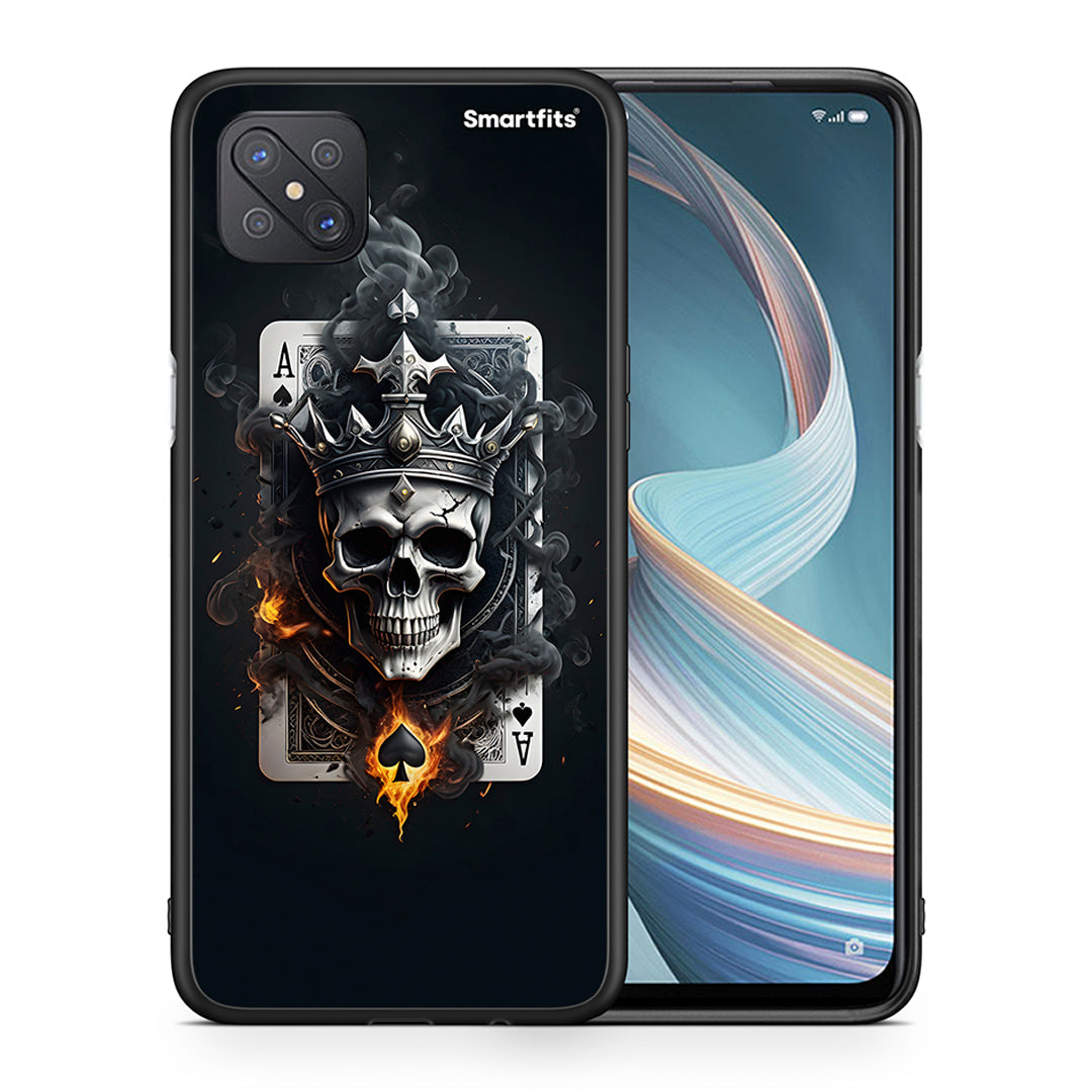 Θήκη Oppo Reno4 Z 5G Skull King Ace από τη Smartfits με σχέδιο στο πίσω μέρος και μαύρο περίβλημα | Oppo Reno4 Z 5G Skull King Ace case with colorful back and black bezels