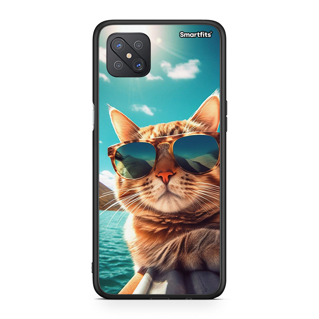 Oppo Reno4 Z 5G Summer Cat θήκη από τη Smartfits με σχέδιο στο πίσω μέρος και μαύρο περίβλημα | Smartphone case with colorful back and black bezels by Smartfits