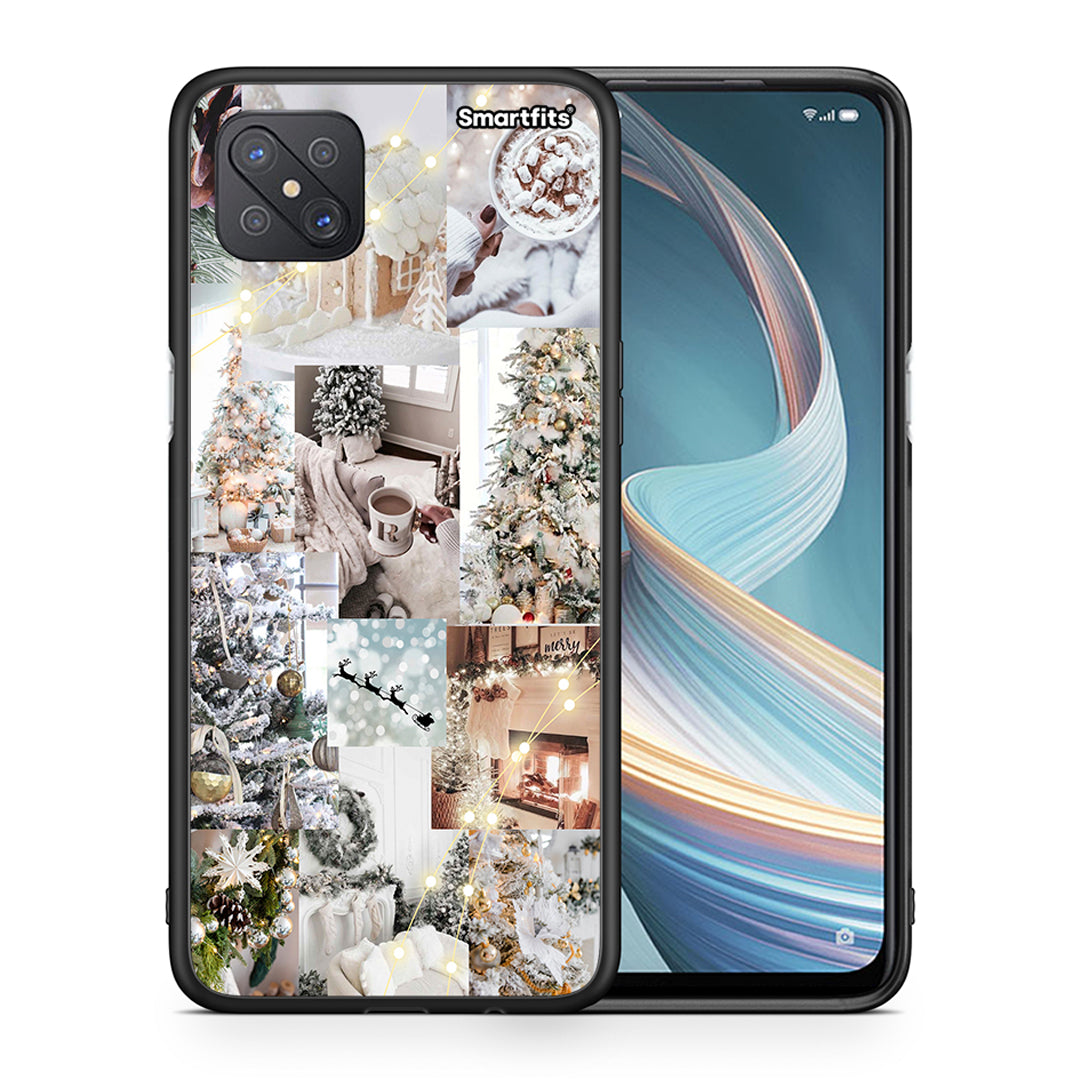 Θήκη Oppo Reno4 Z 5G White Christmas από τη Smartfits με σχέδιο στο πίσω μέρος και μαύρο περίβλημα | Oppo Reno4 Z 5G White Christmas case with colorful back and black bezels