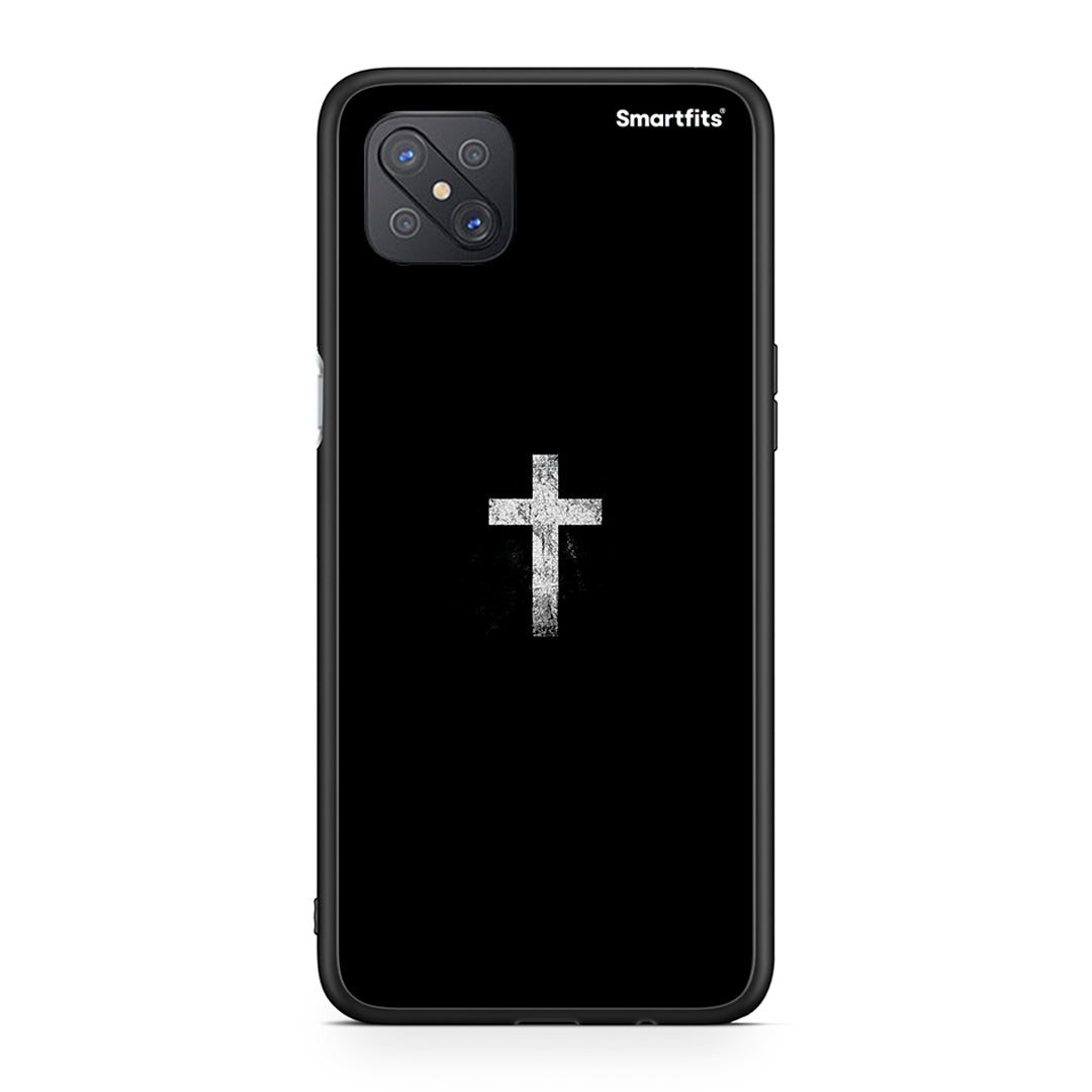 Oppo Reno4 Z 5G White Cross θήκη από τη Smartfits με σχέδιο στο πίσω μέρος και μαύρο περίβλημα | Smartphone case with colorful back and black bezels by Smartfits