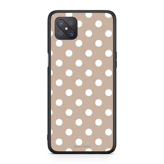 Θήκη Oppo Reno4 Z 5G / A92s White Polka Dots on Taupe από τη Smartfits με σχέδιο στο πίσω μέρος και μαύρο περίβλημα | Oppo Reno4 Z 5G / A92s White Polka Dots on Taupe case with colorful back and black bezels