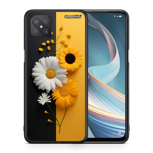 Θήκη Oppo Reno4 Z 5G Yellow Daisies από τη Smartfits με σχέδιο στο πίσω μέρος και μαύρο περίβλημα | Oppo Reno4 Z 5G Yellow Daisies case with colorful back and black bezels