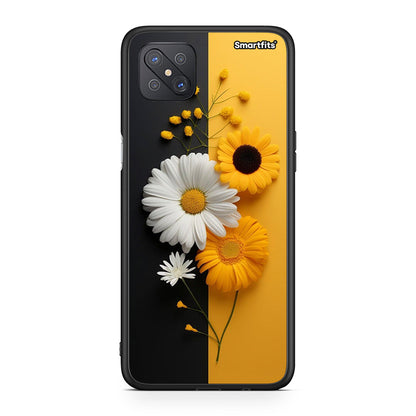 Oppo Reno4 Z 5G Yellow Daisies θήκη από τη Smartfits με σχέδιο στο πίσω μέρος και μαύρο περίβλημα | Smartphone case with colorful back and black bezels by Smartfits