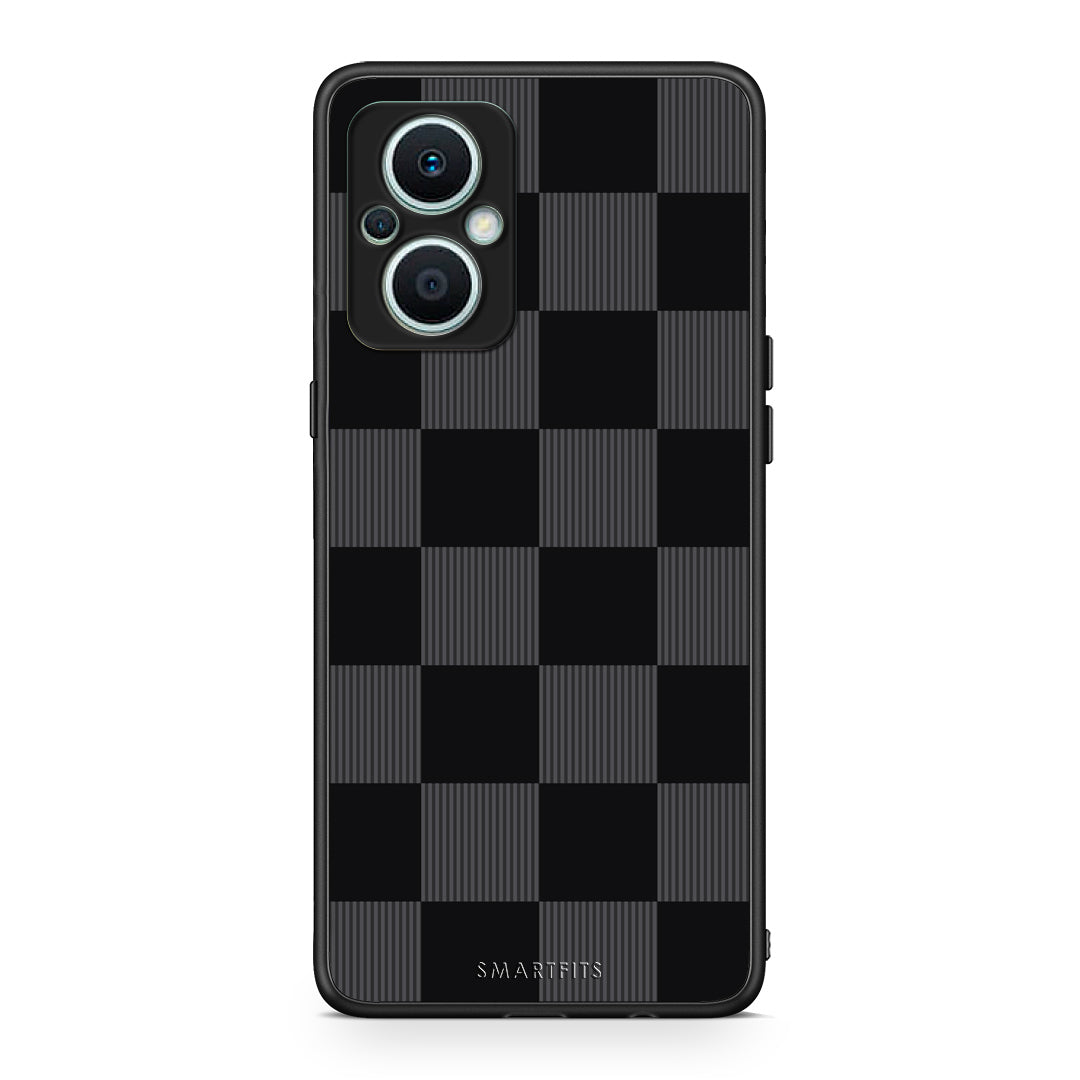 Θήκη Oppo Reno7 Lite Black and Charcoal Striped Checks από τη Smartfits με σχέδιο στο πίσω μέρος και μαύρο περίβλημα | Oppo Reno7 Lite Black and Charcoal Striped Checks case with colorful back and black bezels