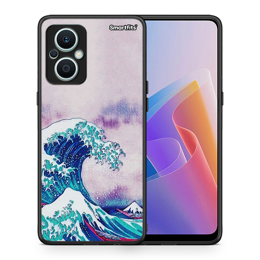 Θήκη Oppo Reno7 Lite Blue Waves από τη Smartfits με σχέδιο στο πίσω μέρος και μαύρο περίβλημα | Oppo Reno7 Lite Blue Waves Case with Colorful Back and Black Bezels