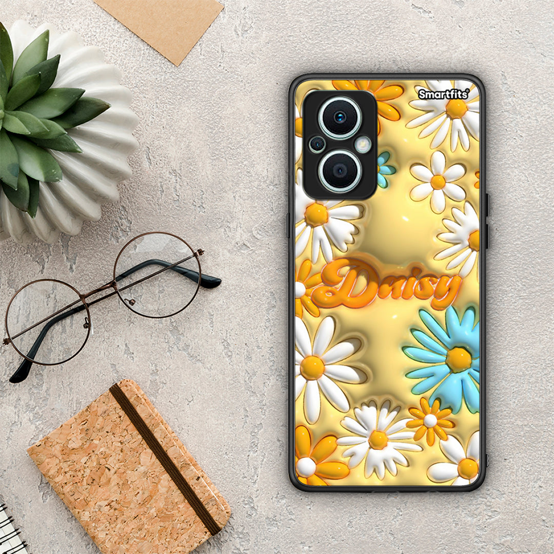 Θήκη Oppo Reno7 Lite Bubble Daisies από τη Smartfits με σχέδιο στο πίσω μέρος και μαύρο περίβλημα | Oppo Reno7 Lite Bubble Daisies Case with Colorful Back and Black Bezels