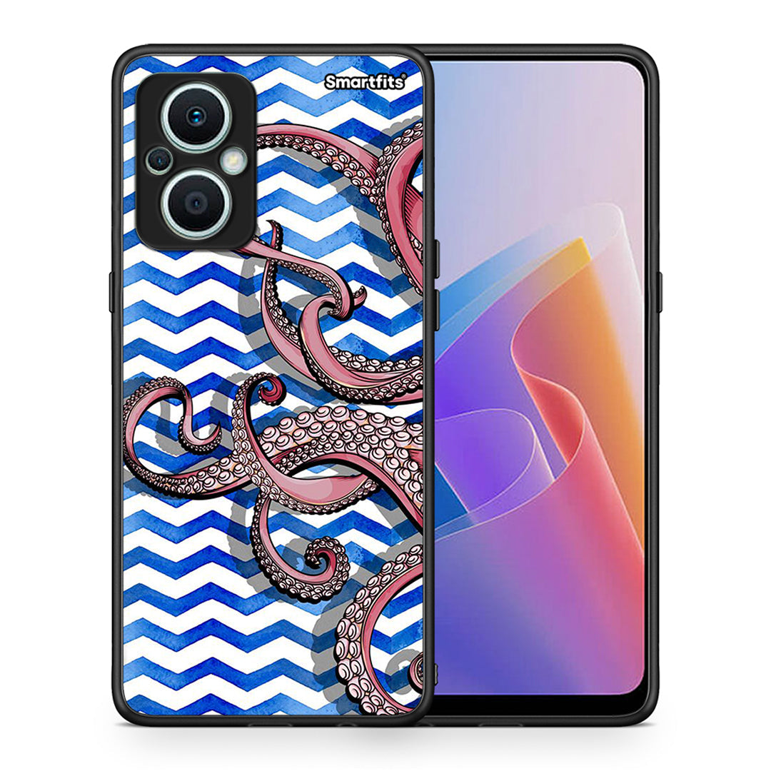 Θήκη Oppo Reno7 Lite Chevron Devilfish από τη Smartfits με σχέδιο στο πίσω μέρος και μαύρο περίβλημα | Oppo Reno7 Lite Chevron Devilfish Case with Colorful Back and Black Bezels
