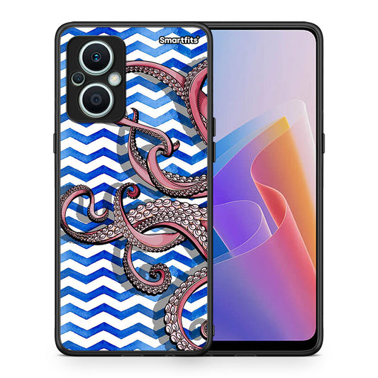 Θήκη Oppo Reno7 Lite Chevron Devilfish από τη Smartfits με σχέδιο στο πίσω μέρος και μαύρο περίβλημα | Oppo Reno7 Lite Chevron Devilfish Case with Colorful Back and Black Bezels