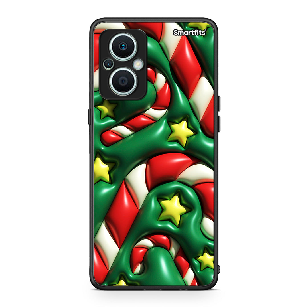 Θήκη Oppo Reno7 Lite Christmas Bubbles από τη Smartfits με σχέδιο στο πίσω μέρος και μαύρο περίβλημα | Oppo Reno7 Lite Christmas Bubbles Case with Colorful Back and Black Bezels