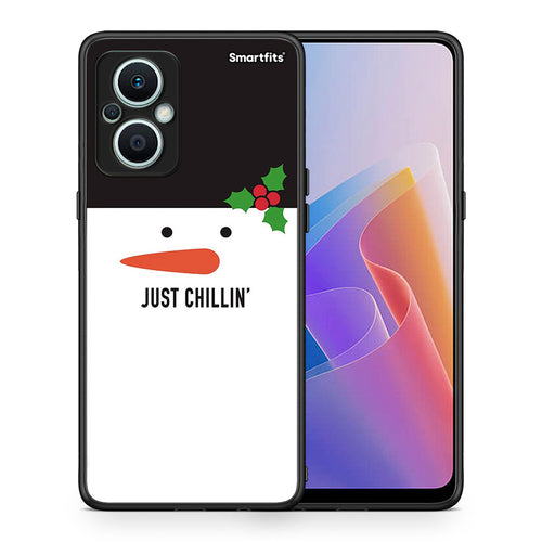 Θήκη Oppo Reno7 Lite Christmas Chillin από τη Smartfits με σχέδιο στο πίσω μέρος και μαύρο περίβλημα | Oppo Reno7 Lite Christmas Chillin Case with Colorful Back and Black Bezels