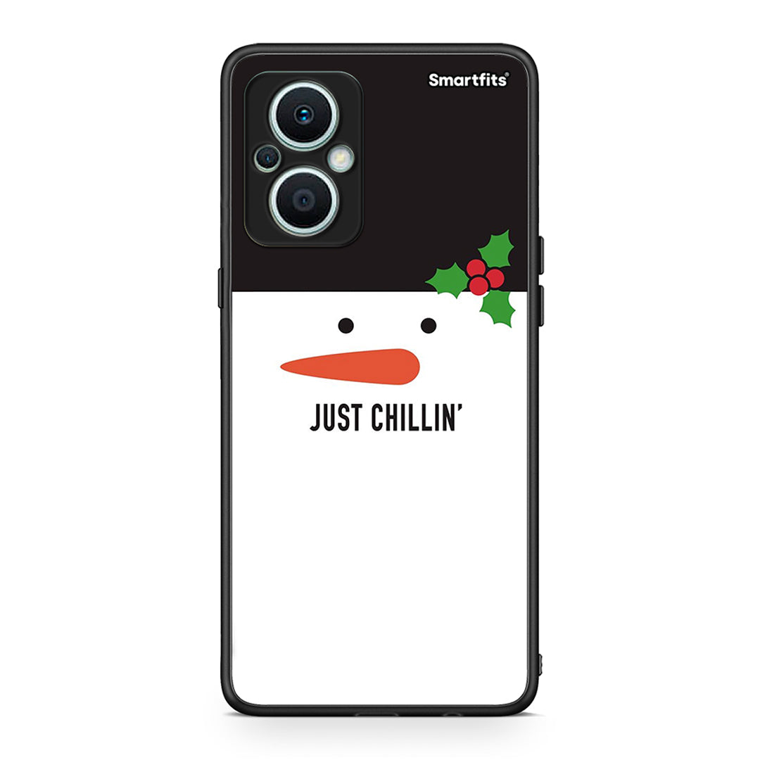 Θήκη Oppo Reno7 Lite Christmas Chillin από τη Smartfits με σχέδιο στο πίσω μέρος και μαύρο περίβλημα | Oppo Reno7 Lite Christmas Chillin Case with Colorful Back and Black Bezels