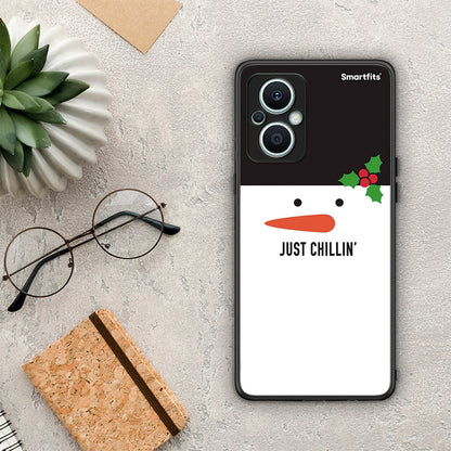 Θήκη Oppo Reno7 Lite Christmas Chillin από τη Smartfits με σχέδιο στο πίσω μέρος και μαύρο περίβλημα | Oppo Reno7 Lite Christmas Chillin Case with Colorful Back and Black Bezels