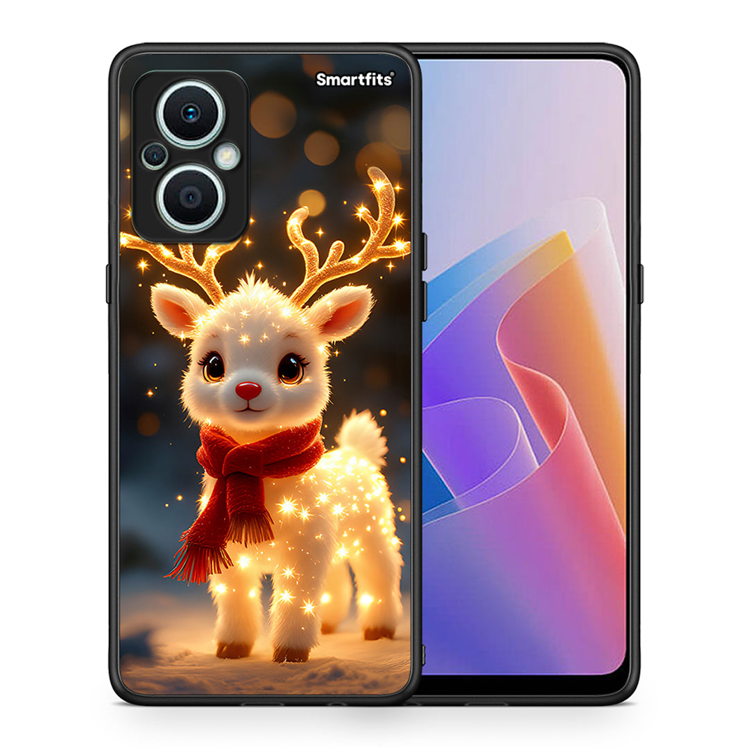 Θήκη Oppo Reno7 Lite Christmas Cutie από τη Smartfits με σχέδιο στο πίσω μέρος και μαύρο περίβλημα | Oppo Reno7 Lite Christmas Cutie Case with Colorful Back and Black Bezels
