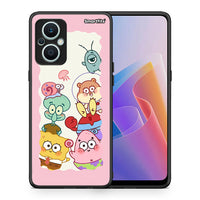 Thumbnail for Θήκη Oppo Reno7 Lite Cute Companion από τη Smartfits με σχέδιο στο πίσω μέρος και μαύρο περίβλημα | Oppo Reno7 Lite Cute Companion Case with Colorful Back and Black Bezels