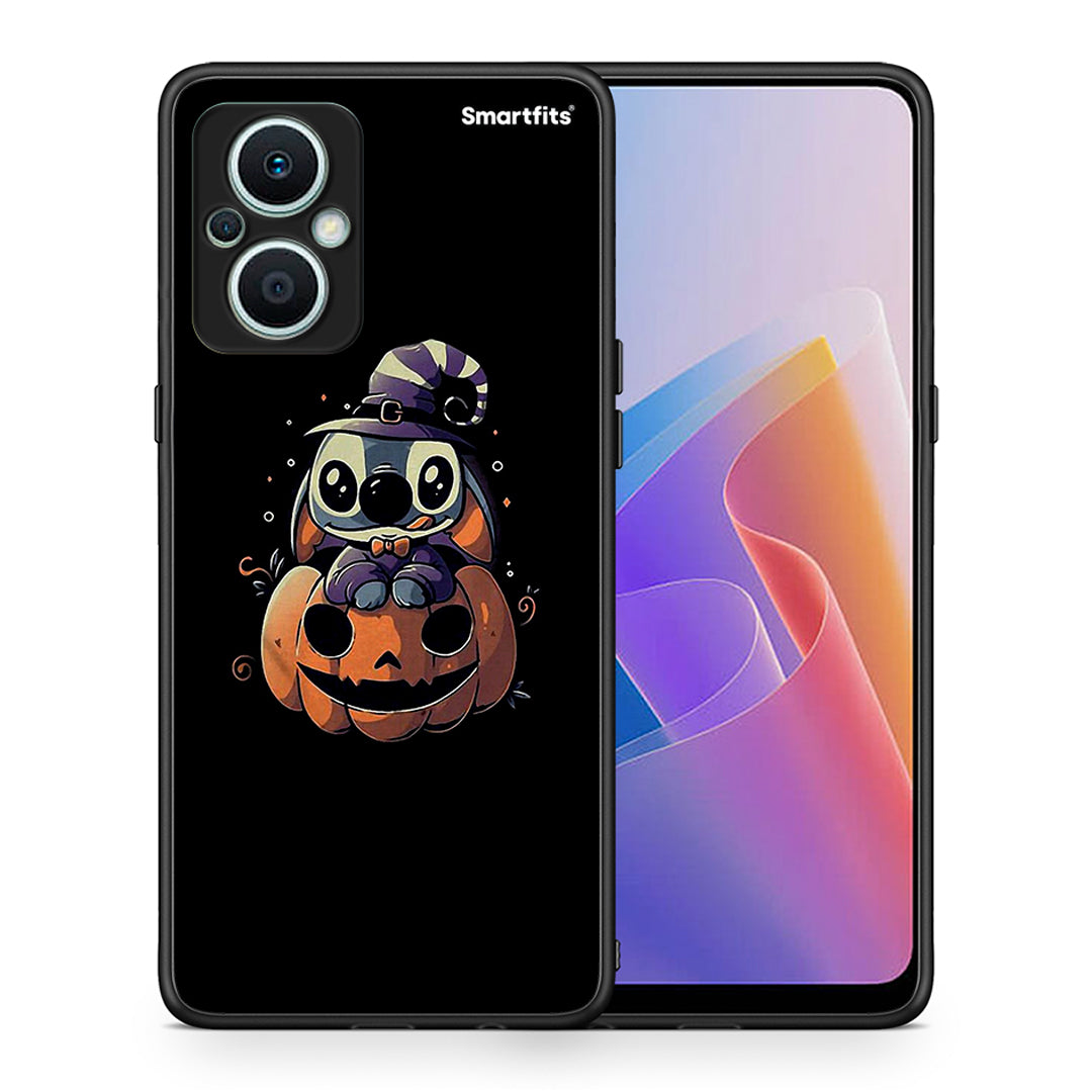 Θήκη Oppo Reno7 Lite Halloween Stitch από τη Smartfits με σχέδιο στο πίσω μέρος και μαύρο περίβλημα | Oppo Reno7 Lite Halloween Stitch Case with Colorful Back and Black Bezels
