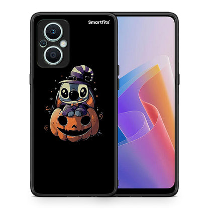 Θήκη Oppo Reno7 Lite Halloween Stitch από τη Smartfits με σχέδιο στο πίσω μέρος και μαύρο περίβλημα | Oppo Reno7 Lite Halloween Stitch Case with Colorful Back and Black Bezels