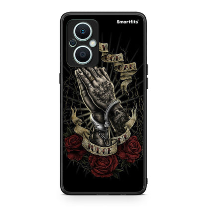 Θήκη Oppo Reno7 Lite Judge By God από τη Smartfits με σχέδιο στο πίσω μέρος και μαύρο περίβλημα | Oppo Reno7 Lite Judge By God Case with Colorful Back and Black Bezels