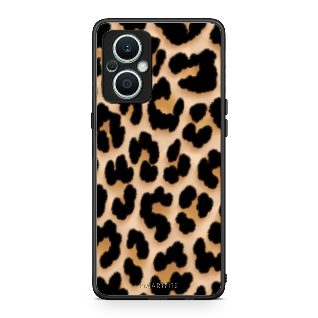 Θήκη Oppo Reno7 Lite Leopard Print Tan Large από τη Smartfits με σχέδιο στο πίσω μέρος και μαύρο περίβλημα | Oppo Reno7 Lite Leopard Print Tan Large case with colorful back and black bezels