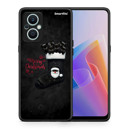 Θήκη Oppo Reno7 Lite Merry Cat Christmas από τη Smartfits με σχέδιο στο πίσω μέρος και μαύρο περίβλημα | Oppo Reno7 Lite Merry Cat Christmas Case with Colorful Back and Black Bezels