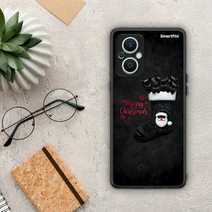 Θήκη Oppo Reno7 Lite Merry Cat Christmas από τη Smartfits με σχέδιο στο πίσω μέρος και μαύρο περίβλημα | Oppo Reno7 Lite Merry Cat Christmas Case with Colorful Back and Black Bezels