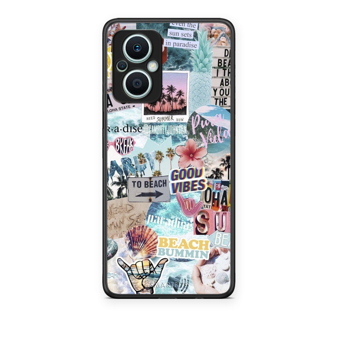Θήκη Oppo Reno7 Lite Summer Vibes από τη Smartfits με σχέδιο στο πίσω μέρος και μαύρο περίβλημα | Oppo Reno7 Lite Summer Vibes case with colorful back and black bezels