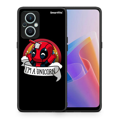 Θήκη Oppo Reno7 Lite Unicorn Deadpool από τη Smartfits με σχέδιο στο πίσω μέρος και μαύρο περίβλημα | Oppo Reno7 Lite Unicorn Deadpool Case with Colorful Back and Black Bezels