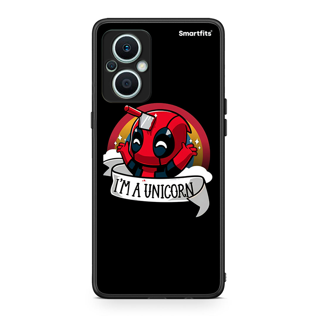 Θήκη Oppo Reno7 Lite Unicorn Deadpool από τη Smartfits με σχέδιο στο πίσω μέρος και μαύρο περίβλημα | Oppo Reno7 Lite Unicorn Deadpool Case with Colorful Back and Black Bezels