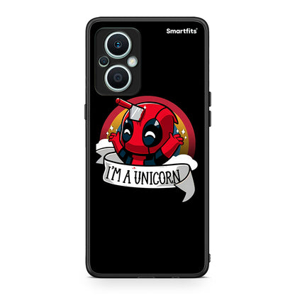 Θήκη Oppo Reno7 Lite Unicorn Deadpool από τη Smartfits με σχέδιο στο πίσω μέρος και μαύρο περίβλημα | Oppo Reno7 Lite Unicorn Deadpool Case with Colorful Back and Black Bezels