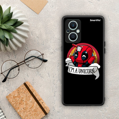 Θήκη Oppo Reno7 Lite Unicorn Deadpool από τη Smartfits με σχέδιο στο πίσω μέρος και μαύρο περίβλημα | Oppo Reno7 Lite Unicorn Deadpool Case with Colorful Back and Black Bezels