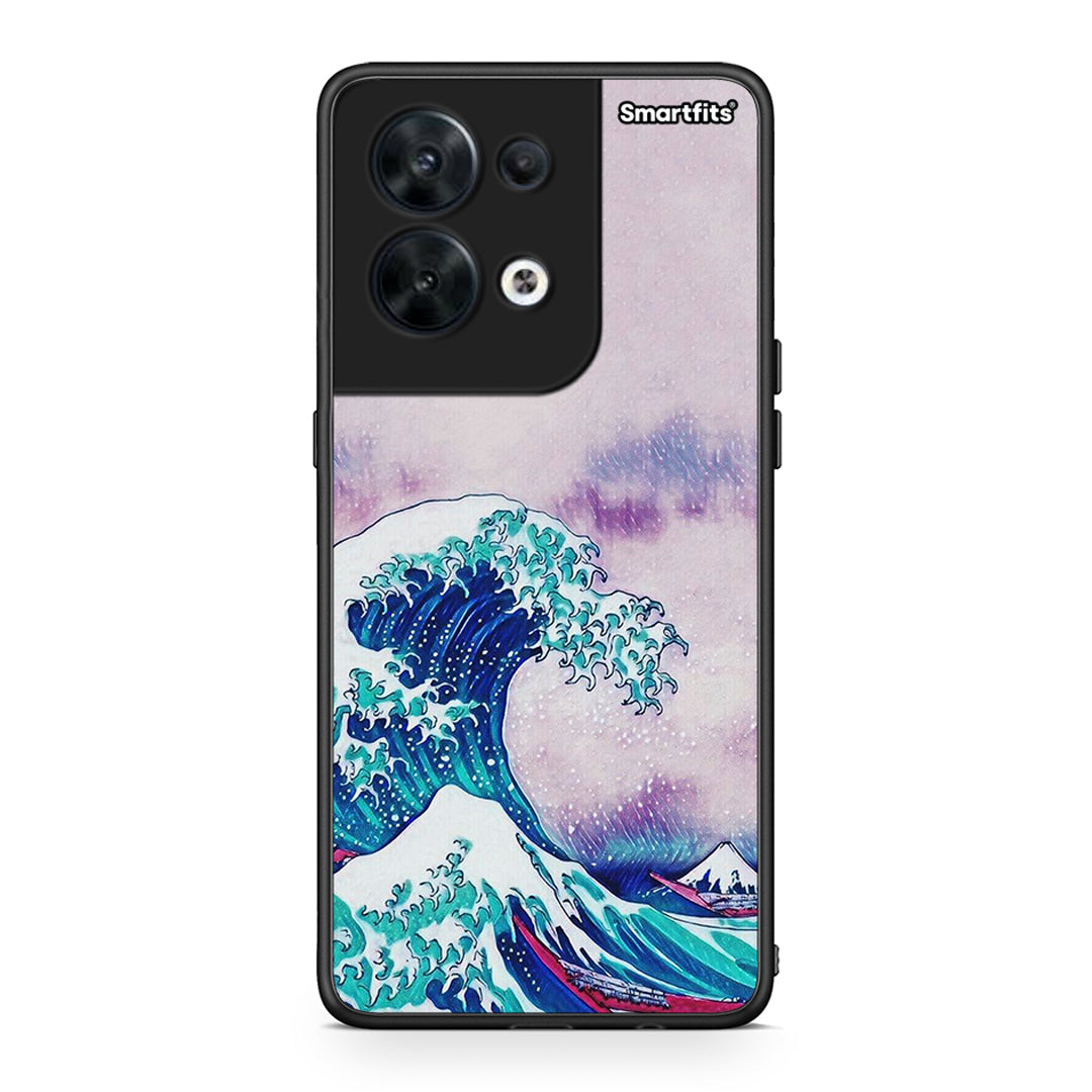 Θήκη Oppo Reno8 5G Blue Waves από τη Smartfits με σχέδιο στο πίσω μέρος και μαύρο περίβλημα | Oppo Reno8 5G Blue Waves Case with Colorful Back and Black Bezels