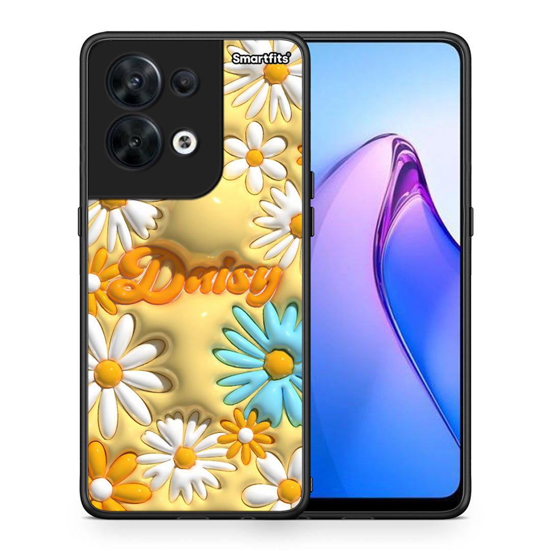 Θήκη Oppo Reno8 5G Bubble Daisies από τη Smartfits με σχέδιο στο πίσω μέρος και μαύρο περίβλημα | Oppo Reno8 5G Bubble Daisies Case with Colorful Back and Black Bezels