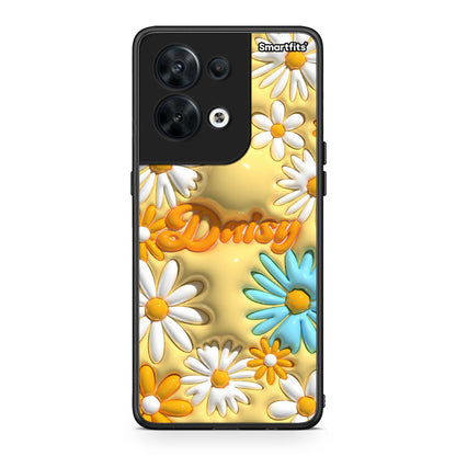 Θήκη Oppo Reno8 5G Bubble Daisies από τη Smartfits με σχέδιο στο πίσω μέρος και μαύρο περίβλημα | Oppo Reno8 5G Bubble Daisies Case with Colorful Back and Black Bezels