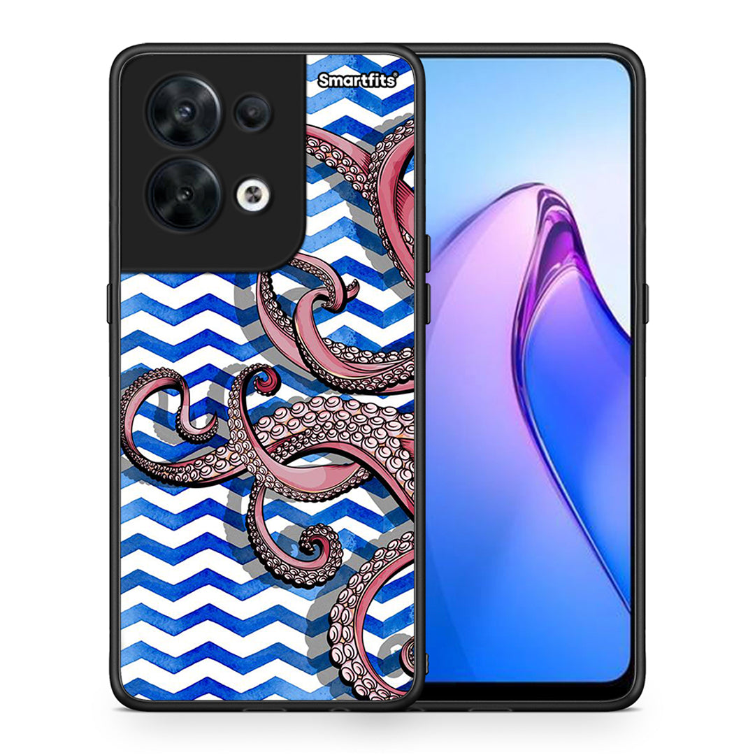 Θήκη Oppo Reno8 5G Chevron Devilfish από τη Smartfits με σχέδιο στο πίσω μέρος και μαύρο περίβλημα | Oppo Reno8 5G Chevron Devilfish Case with Colorful Back and Black Bezels