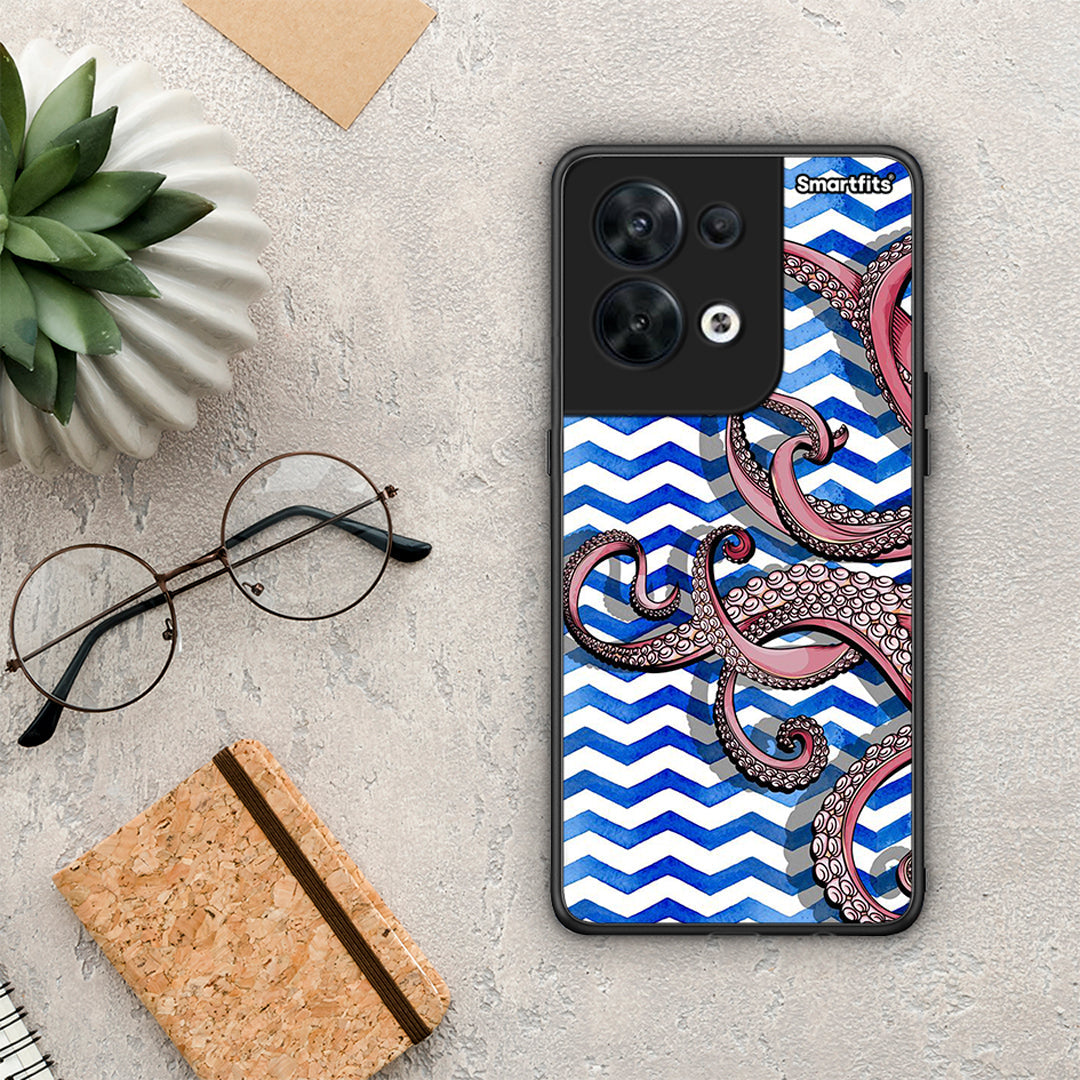 Θήκη Oppo Reno8 5G Chevron Devilfish από τη Smartfits με σχέδιο στο πίσω μέρος και μαύρο περίβλημα | Oppo Reno8 5G Chevron Devilfish Case with Colorful Back and Black Bezels