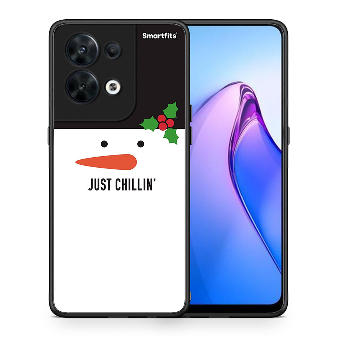 Θήκη Oppo Reno8 5G Christmas Chillin από τη Smartfits με σχέδιο στο πίσω μέρος και μαύρο περίβλημα | Oppo Reno8 5G Christmas Chillin Case with Colorful Back and Black Bezels