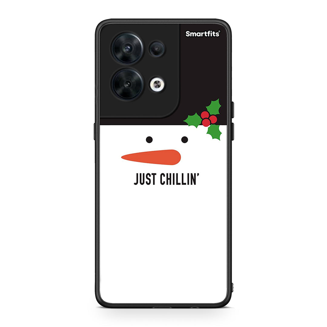 Θήκη Oppo Reno8 5G Christmas Chillin από τη Smartfits με σχέδιο στο πίσω μέρος και μαύρο περίβλημα | Oppo Reno8 5G Christmas Chillin Case with Colorful Back and Black Bezels