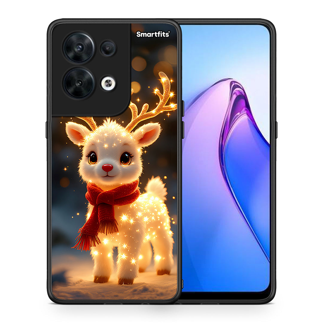 Θήκη Oppo Reno8 5G Christmas Cutie από τη Smartfits με σχέδιο στο πίσω μέρος και μαύρο περίβλημα | Oppo Reno8 5G Christmas Cutie Case with Colorful Back and Black Bezels