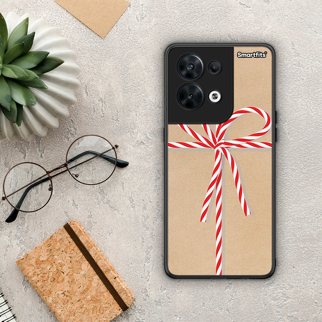 Θήκη Oppo Reno8 5G Christmas Gift από τη Smartfits με σχέδιο στο πίσω μέρος και μαύρο περίβλημα | Oppo Reno8 5G Christmas Gift Case with Colorful Back and Black Bezels