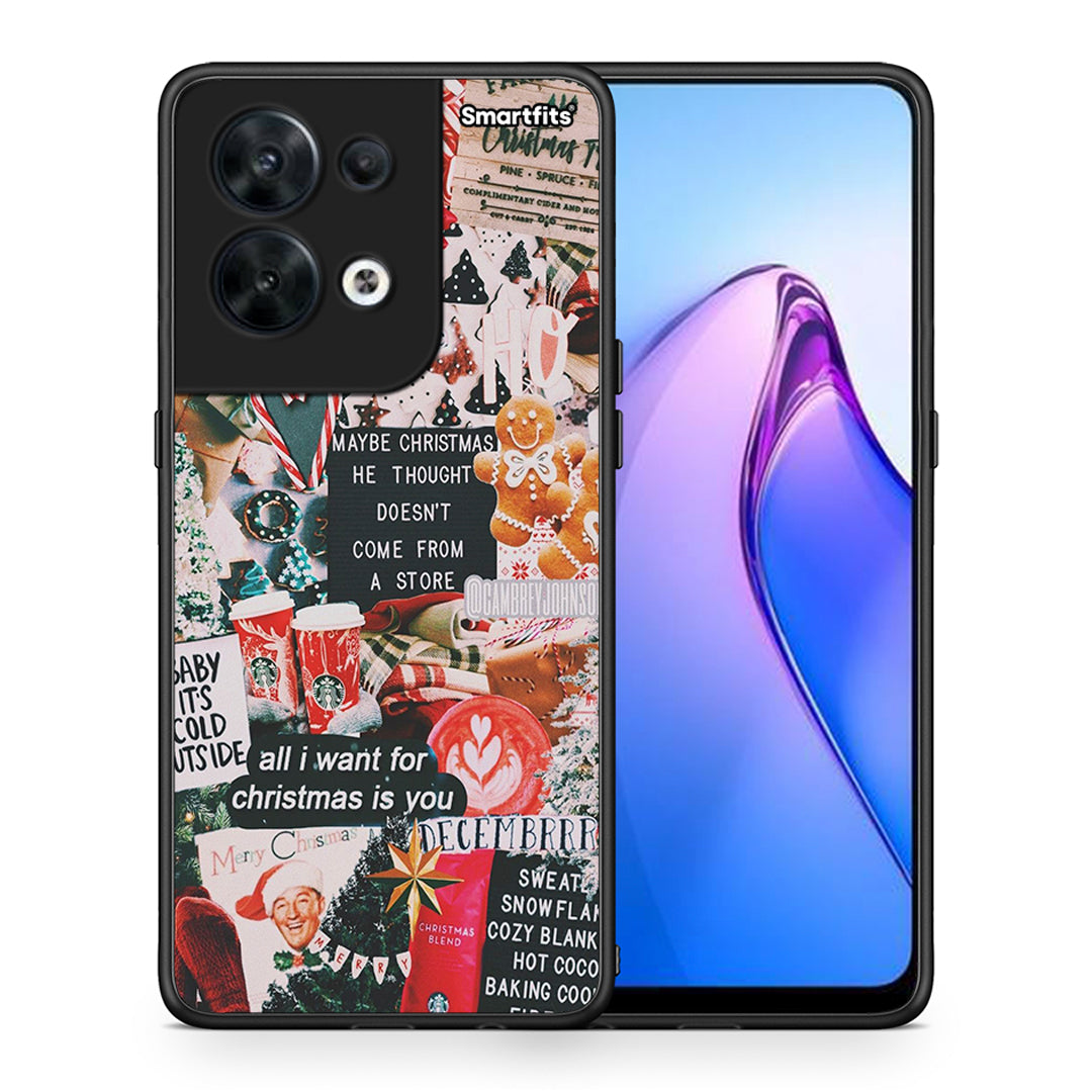 Θήκη Oppo Reno8 5G Christmas Happiness από τη Smartfits με σχέδιο στο πίσω μέρος και μαύρο περίβλημα | Oppo Reno8 5G Christmas Happiness Case with Colorful Back and Black Bezels