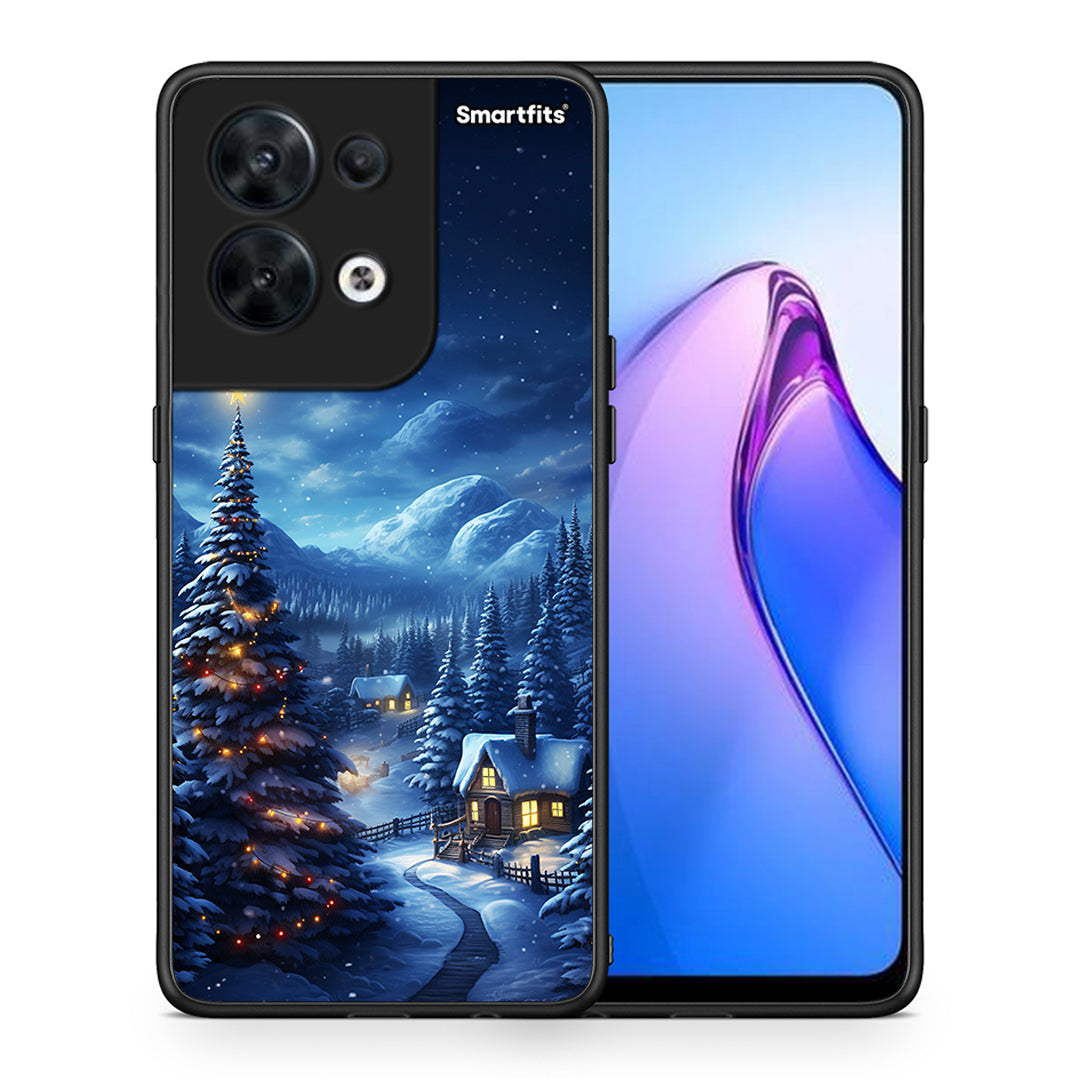 Θήκη Oppo Reno8 5G Christmas Scenery από τη Smartfits με σχέδιο στο πίσω μέρος και μαύρο περίβλημα | Oppo Reno8 5G Christmas Scenery Case with Colorful Back and Black Bezels