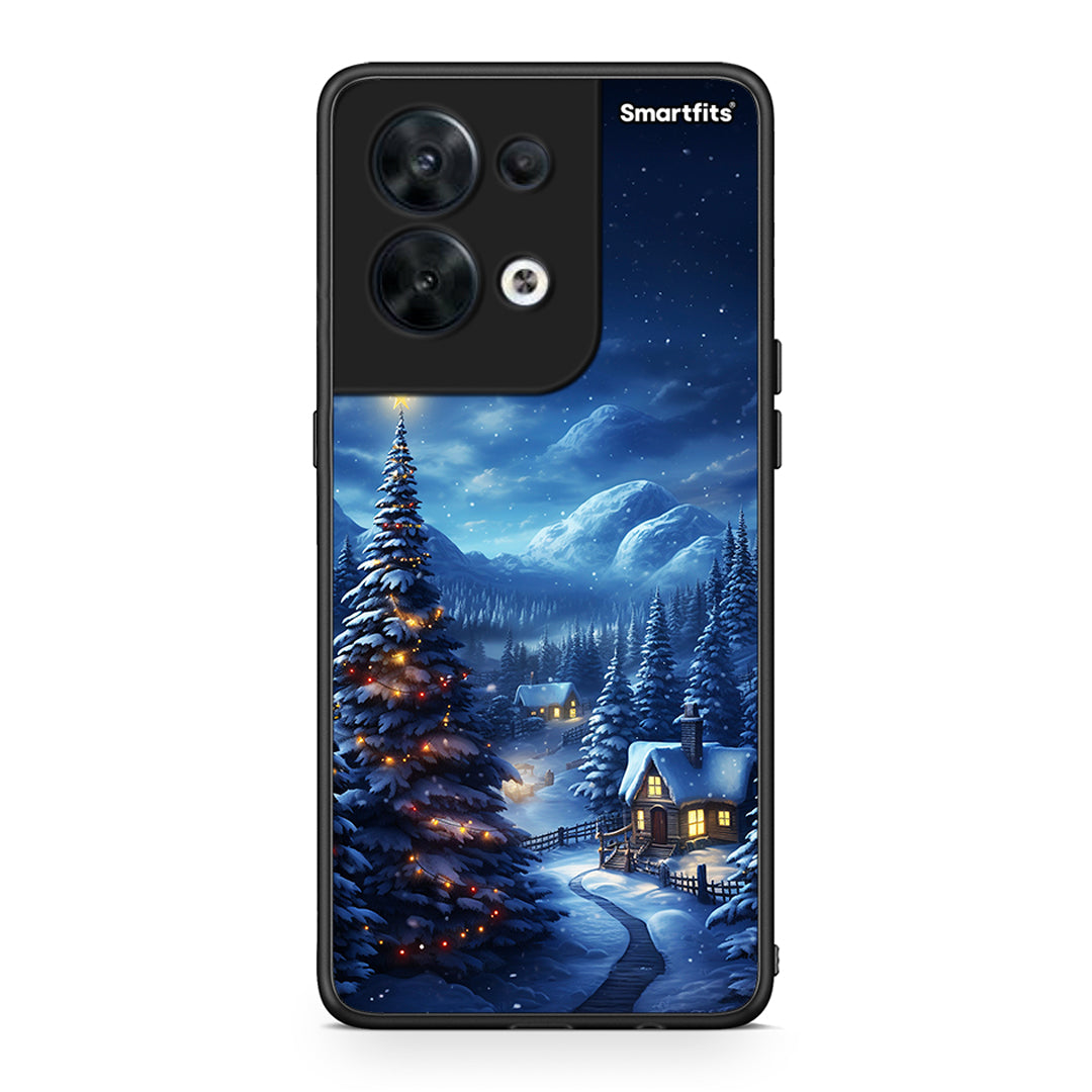 Θήκη Oppo Reno8 5G Christmas Scenery από τη Smartfits με σχέδιο στο πίσω μέρος και μαύρο περίβλημα | Oppo Reno8 5G Christmas Scenery Case with Colorful Back and Black Bezels