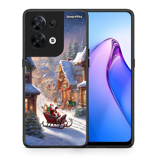 Θήκη Oppo Reno8 5G Christmas Snow από τη Smartfits με σχέδιο στο πίσω μέρος και μαύρο περίβλημα | Oppo Reno8 5G Christmas Snow Case with Colorful Back and Black Bezels