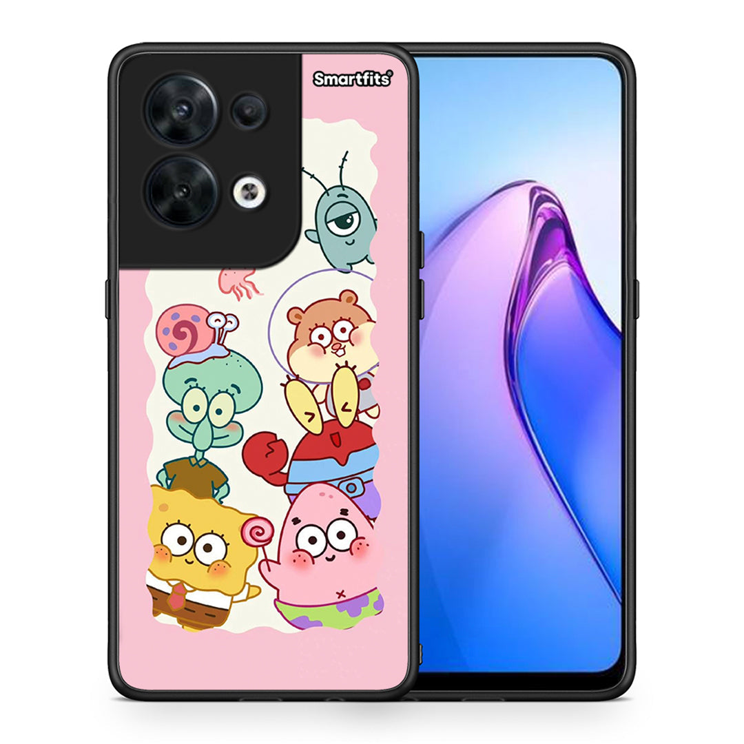 Θήκη Oppo Reno8 5G Cute Companion από τη Smartfits με σχέδιο στο πίσω μέρος και μαύρο περίβλημα | Oppo Reno8 5G Cute Companion Case with Colorful Back and Black Bezels